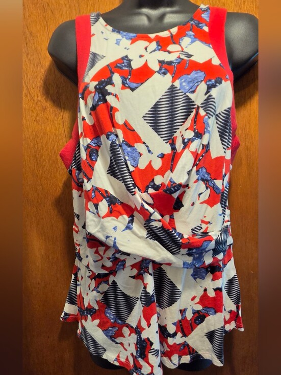Peter Pilotto for Target Tops - Peter Pilotto for Target Red, White & Blue Abstract Sleeveless Blouse SzL